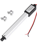 Compact 12V Mini Electric Linear Actuator with 4 Inch Stroke IP54, mounting brackets shown, used for car, RV, doors, furniture projects.