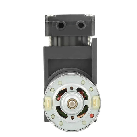 Front view of Compact Oilless Vacuum Pump 12 Volt DC 42 Watt Mini Brush Piston Pressure Pump Delivers 40 Liters Per Minute