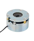 Compact 24V electromagnetic brake for NEMA 23 and NEMA 24 stepper motors delivers 283 ozin static holding torque, metal casing view