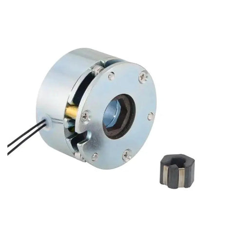 Compact 24V electromagnetic brake for NEMA 23 and NEMA 24 stepper motors with 283 ozin static holding torque, side view