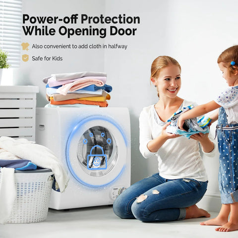 Compact 2-in-1 washer and dryer combo delivers full-automatic washing and efficient drying in tight spaces with safety features.