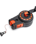 Compact 50 ft chalk reel with blue chalk delivers fast, precise straight line marks for construction, drywall, and carpentry.