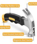 Compact 8oz magnetic claw nail hammer with an ergonomic non-slip handle and rust-resistant, high-density carbon steel build.