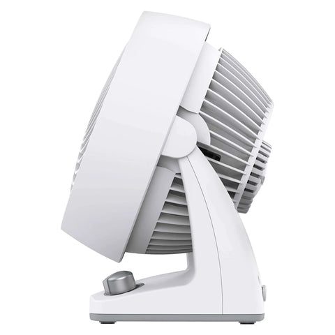 Side view of Energy Smart Compact Air Circulator Fan With Vortex Action And Adjustable Tilt Delivers Killer Personal Cooling Variable Speed DC Motor For Quiet All Day Comfort In Bedroom Kitchen Or Living Space By Vornado