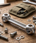 10 In 1 Bike Multitool Wrench For Road And Mountain Bikes On The Go Ultra Compact Dog Bone Hex Socket Kit displayed on a table.