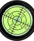 Compact Bulls Eye Bubble Level For RVs And Boats 1.3 Inch Circular Acrylic Level with visible measurements and center bubble.