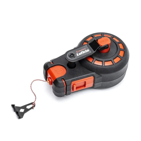 Compact 50 ft chalk reel with blue chalk delivers fast, precise straight line marks for construction, drywall, and carpentry