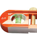 Compact 2.5 inch no-dog conduit bending level with 1 vial and ACCU-BEND design, orange aluminum, shown in close-up