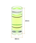 Individual bubble level, 8mm diameter, 20mm thick, for cameras, tripods; Four compact cylindrical bubble levels deliver fast, precise one-hand leveling