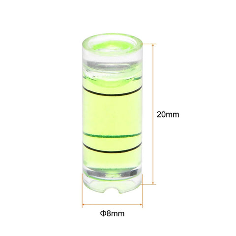 Individual bubble level, 8mm diameter, 20mm thick, for cameras, tripods; Four compact cylindrical bubble levels deliver fast, precise one-hand leveling