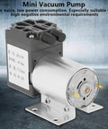Compact DC 12V Mini Vacuum Pump Delivers 5 Liters Per Minute At 120 KPa Includes Holder Ideal For Gas Analysis Sampling And Lab Instrument Use Ultra Low Noise High Efficiency Diaphragm Pump For Precise Suction In Medical And Research Apps, shown with metal holder