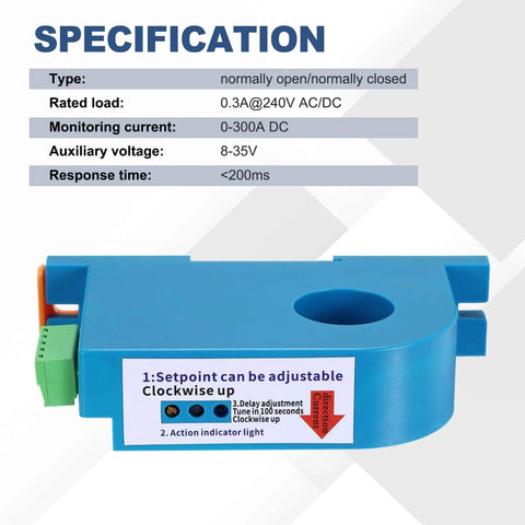 Image of Compact DC Current Switch 8 To 35V 0 To 300A Sensing Relay With Adjustable Normally Open Or Normally Closed Output D366.