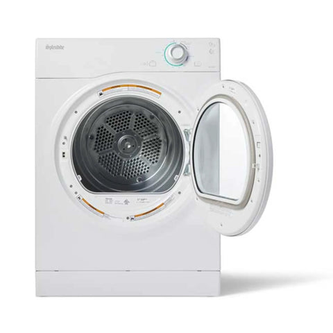 Compact Stacked Washer And Dryer Bundle With Vent Kit And SK03 Stack Kit For RVs Apartments And Tiny Homes Includes Starter Laundry Powder And Freight Delivery For Quiet Reliable Laundry In Small Spaces front view with open door.