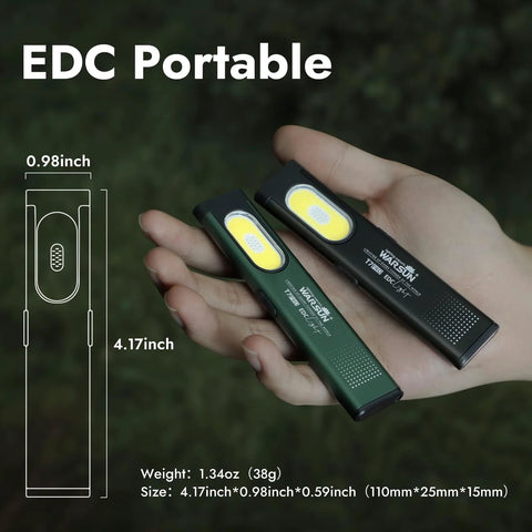 Compact multi mode pocket flashlight delivers 675 lumens, USB C recharge, IPX4 weather resistance, and a durable dual material housing for everyday carry and travel, with red and blue strobe modes for emergency signaling and quick visibility shown in hand for scale and portability.