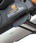 Close-up of efficient 3-1/4 inch hand planer with 6 Amp motor showing blade and construction detail