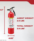 Multi Purpose Fire Extinguisher 1A10BC For Home Office Dorm And Residential Use with size and weight details shown