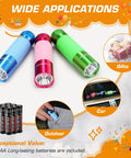 Three Pack Glow In The Dark Aluminum Mini Flashlights With Nine AAA Batteries Included For Camping Hiking Outdoor Emergencies Compact Rugged Aluminum Body In Assorted Colors Ideal For Nighttime Tasks Travel And Emergency Kits.