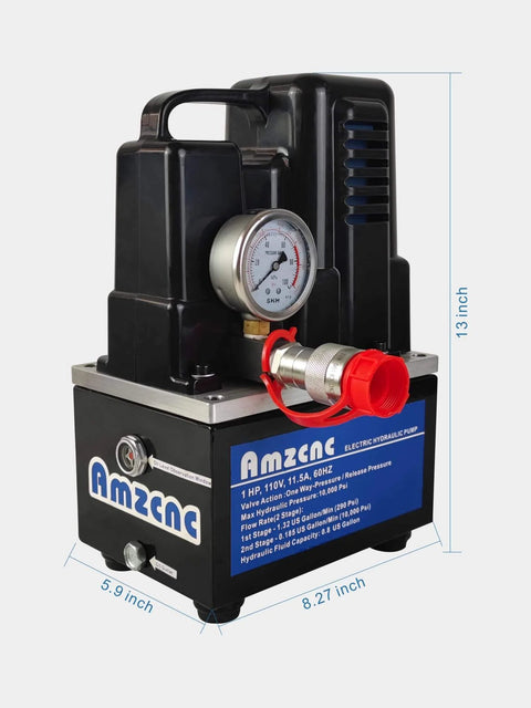 Beefy Electric Hydraulic Power Pack Two Stage Single Acting 110V 120V High Pressure Pump 10000 PSI Max One Way Mini Unit 1 HP Compact
