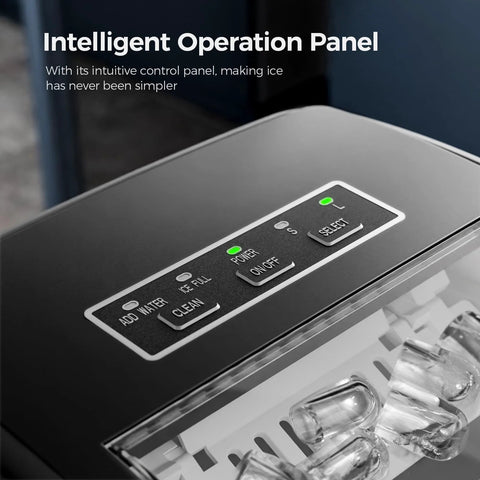 Effortlessly chill drinks with a compact countertop ice maker featuring an intuitive control panel for easy operation.