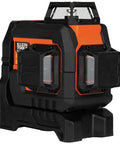 Compact self-leveling laser level with bright green cross lines and 360-degree planes for precise alignment in construction.