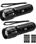 Compact Waterproof LED Flashlight 2 Pack With Zoomable Focus For Outdoor Camping Emergency Travel Palm Size 140 Lumens 492 Feet Beam IPX4 Waterproof AAA Batteries Included Handheld Design For Easy Gripping And Quick Lighting In Any Situation.