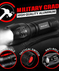 Two compact, ultra-bright LED flashlights offer reliable, pocket-ready light for camping, hunting, home emergencies and everyday tasks with a five-mode, zoomable beam and battery-powered operation (batteries not included).
