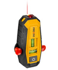 Front view of Compact 2-in-1 Line Laser Level with Magnetic Stud Finder, featuring bubble vials and bright 30 ft vertical laser.