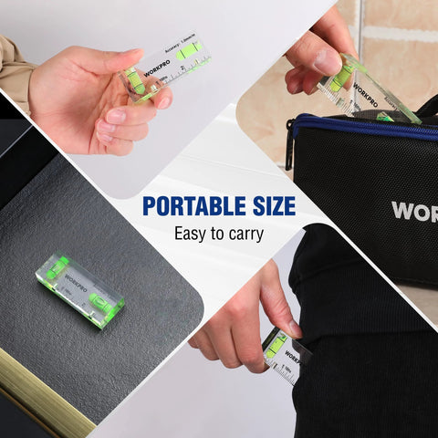 Compact magnetic 3 inch mini level with two bubbles provides hands free alignment on metal surfaces, pocket size, portable.