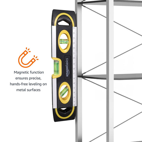 Compact 9-Inch Magnetic Torpedo Level With Built In Ruler Provides Quick, Accurate Checks On DIY Projects, Furniture Hanging, And Wall Alignment With A Magnetized Edge And 3 Vials At 180/90/45 Degrees For Reliable Results