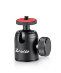 Compact Metal Mini Ball Head With 1/4 Inch And 3/8 Inch Screw Mount For DSLR Cameras And Camcorders, side view with 360 rotation knob