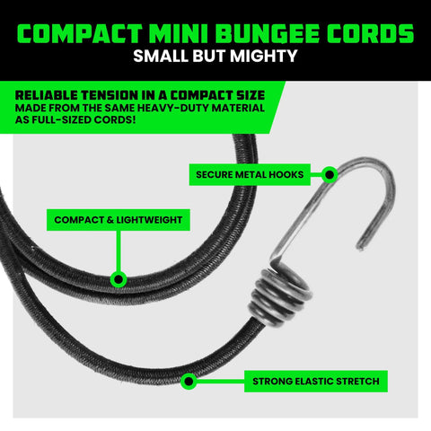 Heavy Duty Bungee Cord Set With Hooks And Clips 28 Piece Outdoor Tie Down Kit showing secure metal hook close-up.