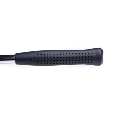 Close-up of rubber handle of Compact Mini Claw Hammer With Rubber Handle Handy Lightweight Hand Tool For Home Repairs Carpet And Wall Nail Remover