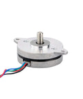 0.9deg Thin Nema 14 Stepper Motor Bipolar 0.5A 5Ncm(7.08oz.in) Φ36x12.5mm 4-Wires, side view showing wires and shaft.