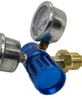 High Performance Compact Aluminum Nitrogen Regulator 0 To 400 PSI With One Quarter Inch FNPT Outlet, blue anodized finish, dual chrome gauges