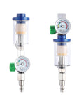 Oil Water Separator With Integrated Air Filter And Pressure Regulator For Spray Guns And Air Tools Inlet And Outlet G1 Quarter Inch Clear Water Filter Stainless Steel Adapter Compact Inline Unit For Compressors That Keeps Lines Clean And Extends Tool Life