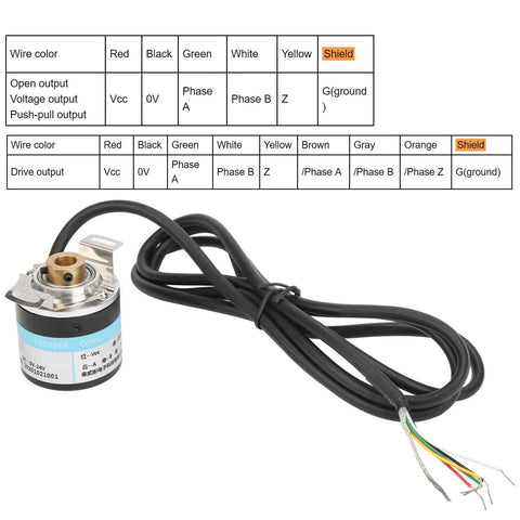 High Efficiency Optical Incremental Encoder 5 To 24V DC, 30mA, 3-Phase With Half Hollow 6mm Shaft, 6000 RPM, Compact Mount