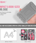 Compact pink tool case from Pink 25 Piece Women DIY Tool Kit Set In Mini Toolbox for beginners, shown with item dimensions.