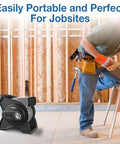 Pivoting Utility Fan For Home Job Site And Workshop By Air King With 3 Speeds 11.25 Inch ABS Plastic Body in use on job site