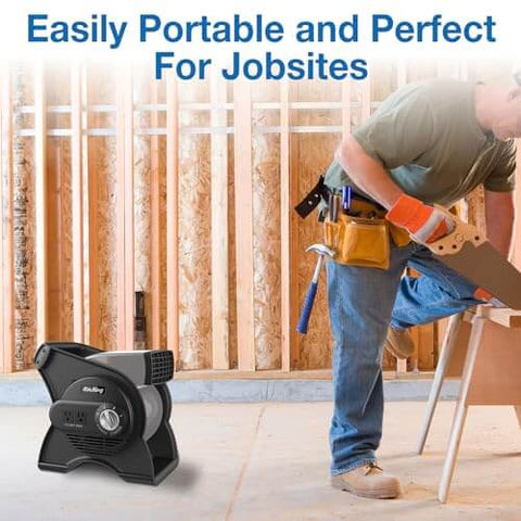 Pivoting Utility Fan For Home Job Site And Workshop By Air King With 3 Speeds 11.25 Inch ABS Plastic Body in use on job site