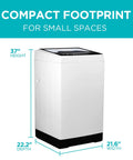 Compact Portable Washer For Home Use With 2.0 Cu Ft Capacity And 6 Wash Cycles Stainless Steel Tub LED Display Ideal For Apartments Dorms RVs And Small Living Spaces That Make Laundry Easy In Tight Living Areas in white with dimensions 37 inches height, 22.2 inches depth, 21.6 inches width.