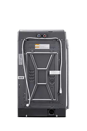 Rear view of Compact 1.6 Cu Ft Portable Washing Machine With Wheels 11 Lb Capacity Fully Automatic Top Load Washer in Magnetic Gray