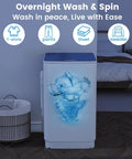 Compact 20 lb full-automatic portable washing machine with 7 wash cycles and an LED display, perfect for apartments, dorms, and RVs
