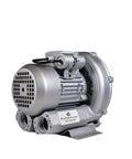 Compact, oil free regenerative blower provides high airflow at low pressure for industrial air handling, delivering 0.67 HP, 220V single phase.