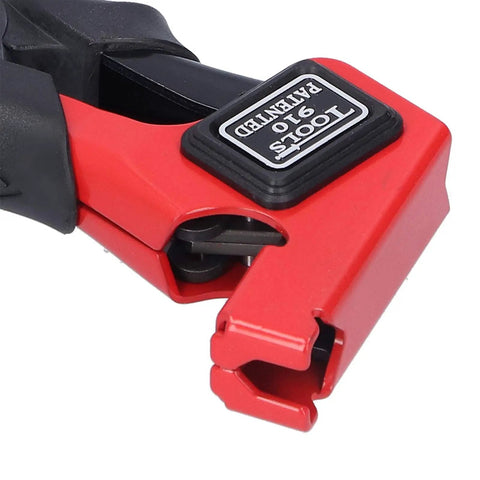 Close-up of a Compact Wall Anchor Setting Tool Rivet Gun for Hollow Walls and Plasterboard Fixing, red alloy steel, anti-slip handle.