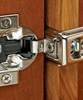 1-Pack 1-1/4" Compact Soft-Close Overlay Hinge installed on wooden cabinet door