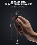 Hand holding 2 Pack Pencil Tire Pressure Gauge, 10 To 75 PSI Range, ANSI B40.1 Grade B ±2% Calibration, Stainless Steel Body With Metal Nozzle