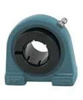 Tapped base pillow bearing with a single row ball bearing, front view, showcasing compact cast iron housing, for general machinery.