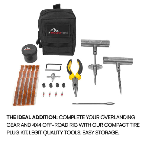 Compact Tire Repair Kit With Molle Storage Pouch, Heavy Duty Universal Tire Plug Kit For UTV ATV Truck Motorcycle Overlanding Gear Or RV