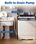 Portable Twin Tub Washing Machine With Drain Pump And Spinner Combo 18 Pound Washer And 8 Pound Spinner For 26 Pound Total Capacity