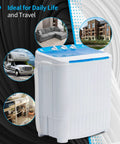 Compact Portable Twin Tub Washing Machine And Dryer 16.5 Lb Capacity Wash And Spin In One Go Space Saving Laundry Combo for small spaces